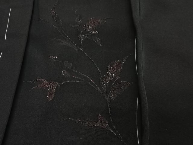 平和屋着物#羽織 寿光織 草花文 黒地 正絹 逸品 未使用 CABG3775ua