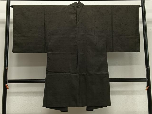 平和屋着物∞男性 長羽織 髭紬 藍媚茶色 正絹 逸品 CABG3789ua