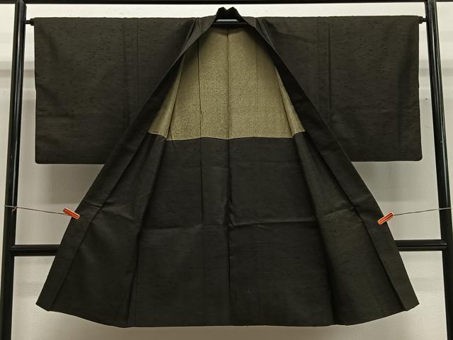 平和屋着物∞男性 長羽織 髭紬 藍媚茶色 正絹 逸品 CABG3789ua