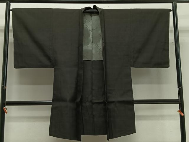 平和屋着物∞男性 長羽織 紬地 赤墨色 正絹 逸品 CABG3790ua