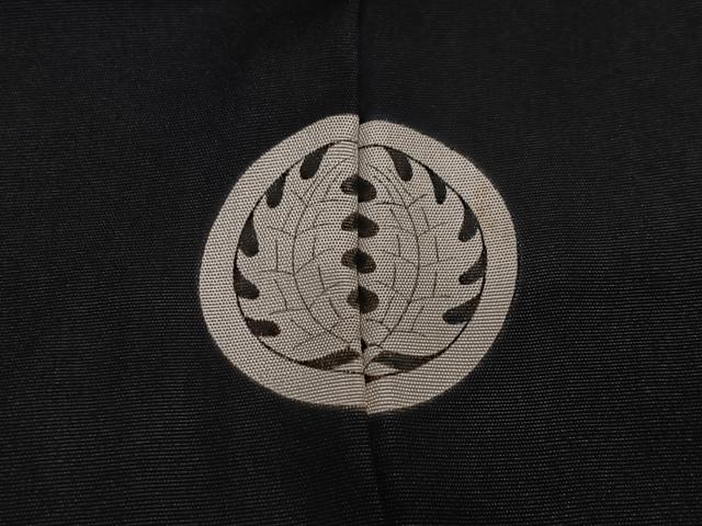 平和屋着物∞男性 長羽織 黒紋付 羽裏:人物文 正絹 逸品 CABG3794ua