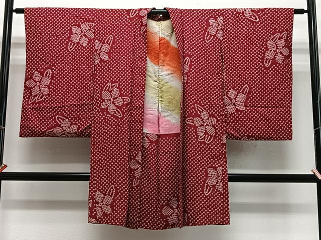 平和屋着物∞長羽織 紬地 総絞り 舞花文 正絹 逸品 CABG3801ua