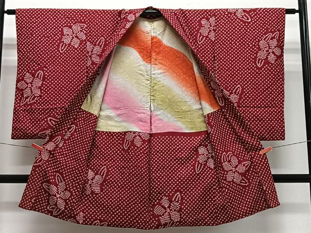 平和屋着物∞長羽織 紬地 総絞り 舞花文 正絹 逸品 CABG3801ua