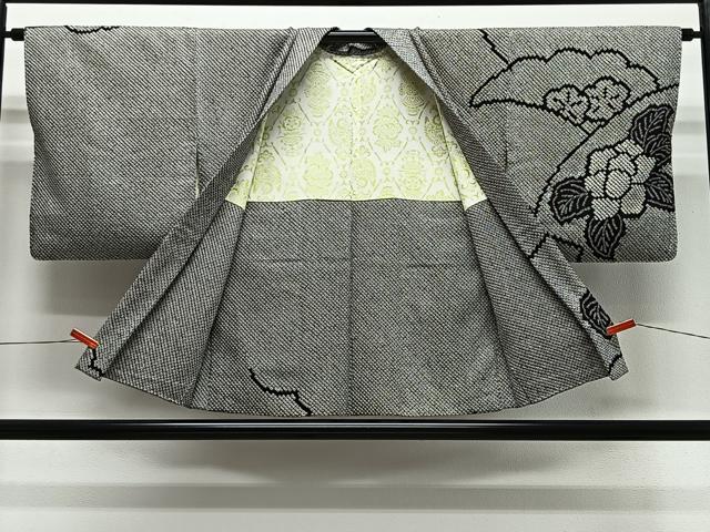 平和屋着物∞羽織 総絞り 雲取り花文 黒地 正絹 逸品 CABG3802ua