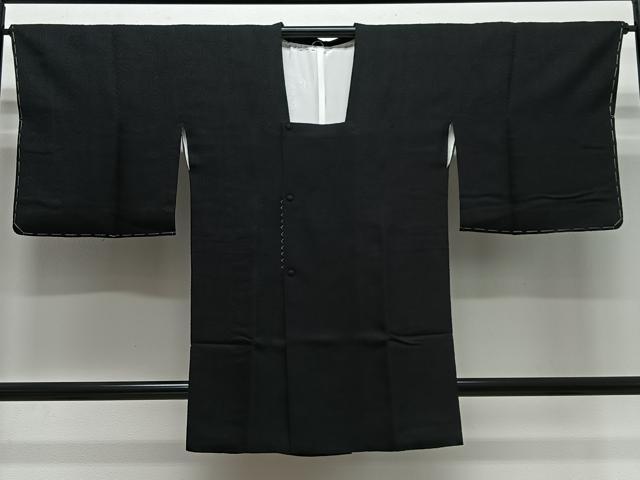 平和屋着物#道行コート 丸地紋 黒地 ロング丈 正絹 逸品 未使用 CABG3810ua