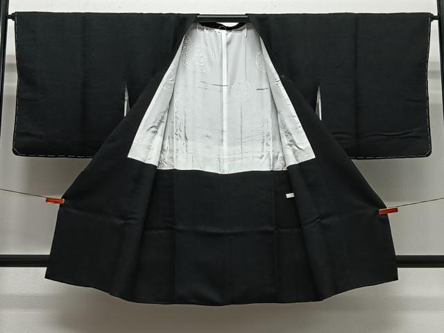 平和屋着物#道行コート 丸地紋 黒地 ロング丈 正絹 逸品 未使用 CABG3810ua