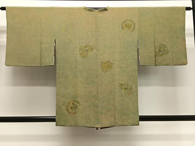 平和屋着物#道行コート 絵皿花文 鬼しぼ縮緬 正絹 逸品 CABG3817ua