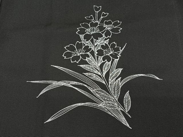 平和屋着物#羽織 刺繍 草花文 黒地 正絹 逸品 未使用 CABG3819ua