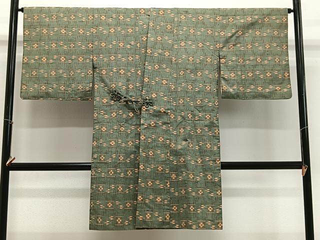 平和屋着物#道中着 紬地 絣文様 ロング丈 正絹 逸品 CABG3821ua