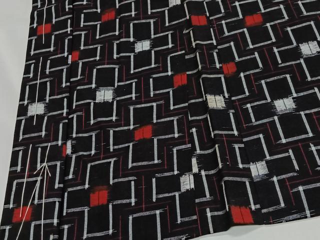 平和屋着物#羽織 紬地 十字文様 黒地 正絹 逸品 未使用 CABG3827ua