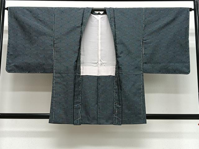 平和屋着物#羽織 お召地 麻の葉文様 正絹 逸品 未使用 CABG3833ua
