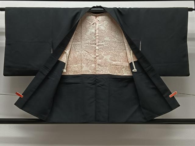 平和屋着物#羽織 寿光織 流水花文 黒地 金糸 正絹 逸品 CABG3836ua
