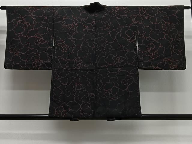 平和屋着物#羽織 花尽くし 黒地 正絹 逸品 CABG3846ua
