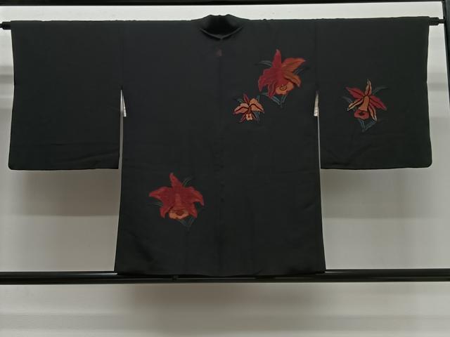平和屋着物#中国三大刺繍 相良刺繍 総刺繍 羽織 舞花文 黒地 正絹 逸品 CABG3849ua
