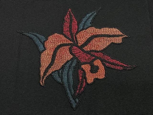 平和屋着物#中国三大刺繍 相良刺繍 総刺繍 羽織 舞花文 黒地 正絹 逸品 CABG3849ua