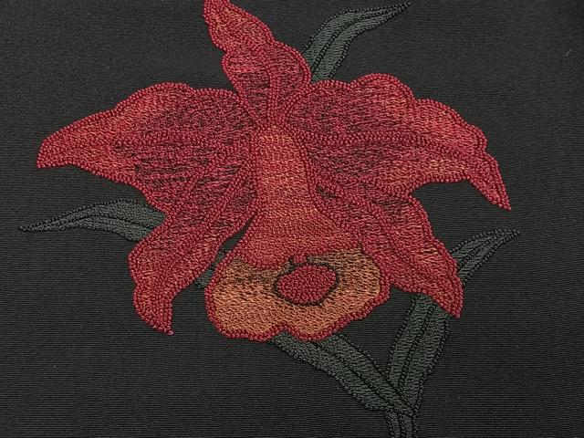 平和屋着物#中国三大刺繍 相良刺繍 総刺繍 羽織 舞花文 黒地 正絹 逸品 CABG3849ua