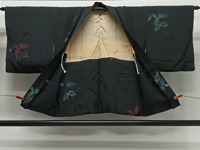 平和屋着物#羽織 舞蝶文 黒地 銀糸 正絹 逸品 CABG3850ua