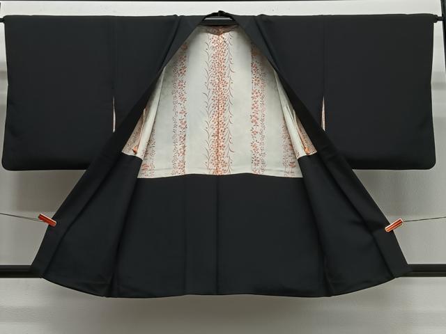 平和屋着物#羽織 流水花文 暈し染め 黒地 正絹 逸品 CABG3857ua