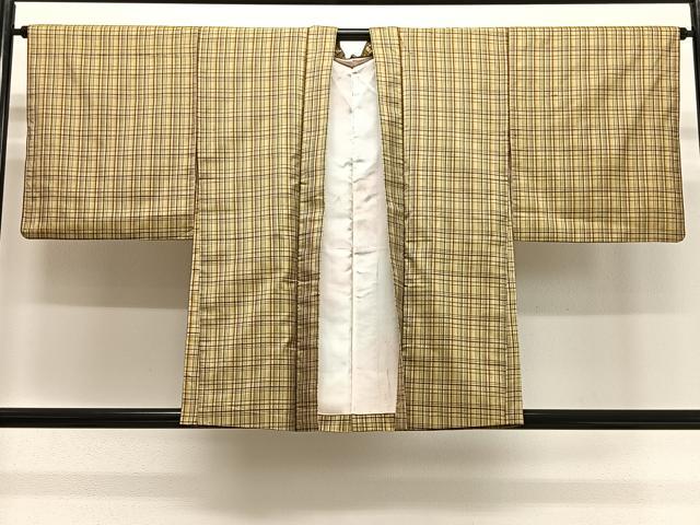 平和屋着物#羽織 紬地 格子 正絹 逸品 CABG3858ua