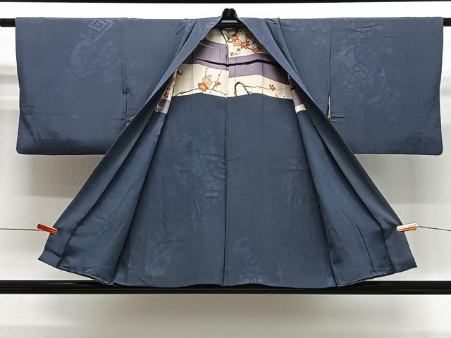 平和屋着物#羽織 花丸地紋 鉄御納戸色 正絹 逸品 CABG3861ua