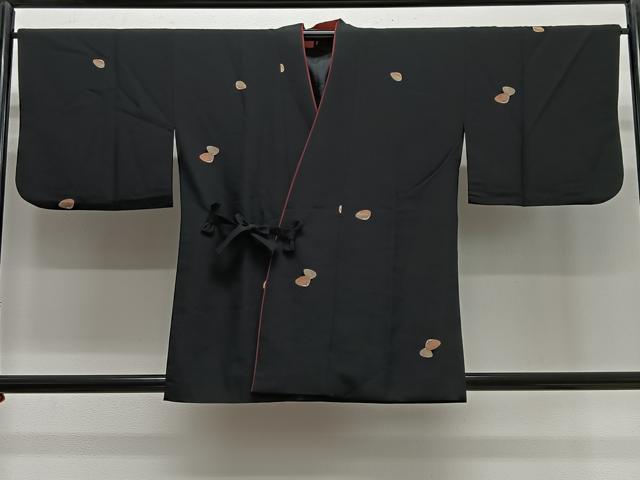 平和屋着物#道中着 貝合せ文 黒地 洗える着物 CABG3866ua