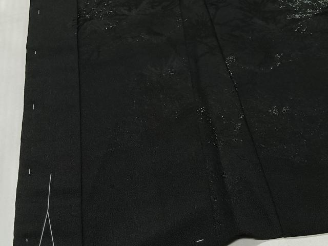 平和屋着物#羽織 寿光織 三蓋松 黒地 銀糸 正絹 逸品 未使用 CABG3868ua