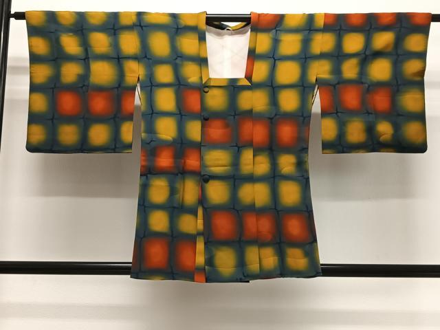 平和屋着物#道行コート 格子 暈し染め 正絹 逸品 CABG3874ua