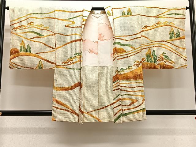 平和屋着物∞羽織 総絞り 風景文 正絹 逸品 CABG3892ua
