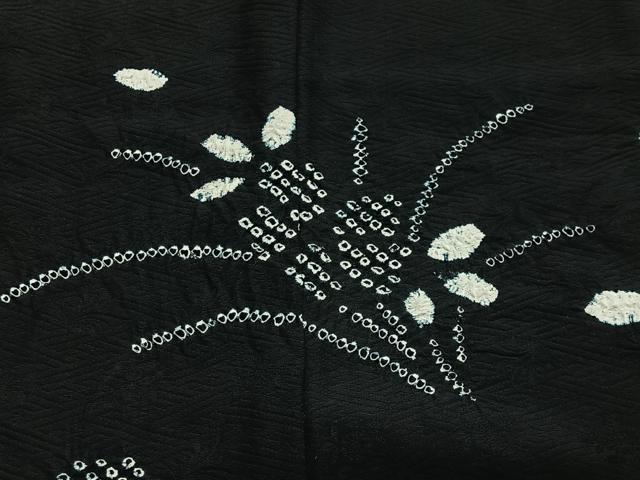 平和屋着物#羽織 総絞り 草花文 黒地 正絹 逸品 CABG3973ua