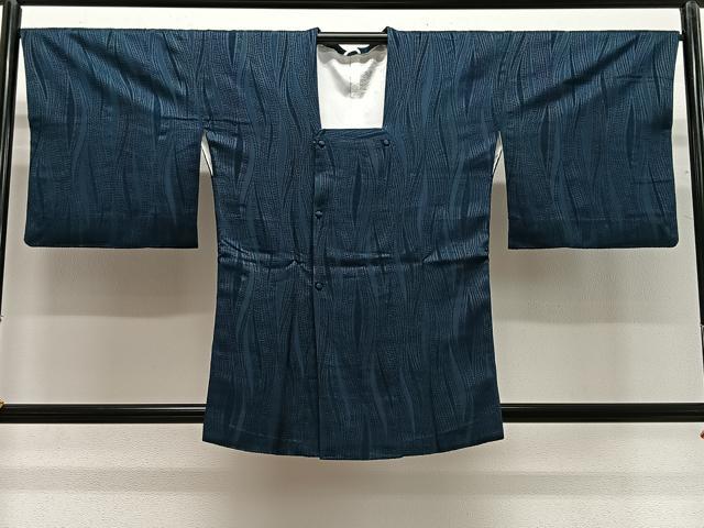 平和屋着物#道行コート よろけ縞 褐返色 正絹 逸品 CABG3975ua