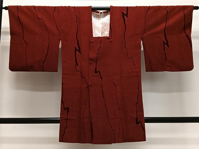 平和屋着物#道行コート 輪奈ビロード 杢目文 ロング丈 正絹 逸品 CABG3995ua