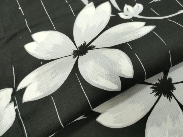 平和屋着物∴夏物 綿紅梅 浴衣 舞桜文 黒地 綿 逸品 CABG4002gh