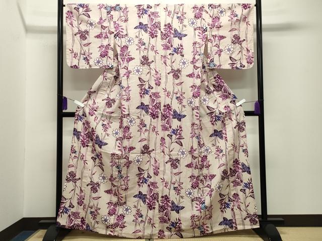 平和屋着物∴夏物 服飾評論家 市田ひろみ 浴衣 舞蝶花唐草文 綿 逸品 CABG4004gh