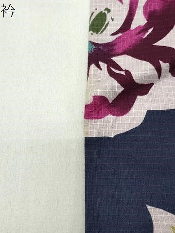 平和屋着物∴夏物 綿紅梅 浴衣 草花文 綿 逸品 CABG4019gh