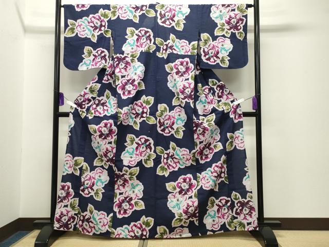 平和屋着物∴夏物 綿紅梅 浴衣 草花文 綿 逸品 CABG4019gh