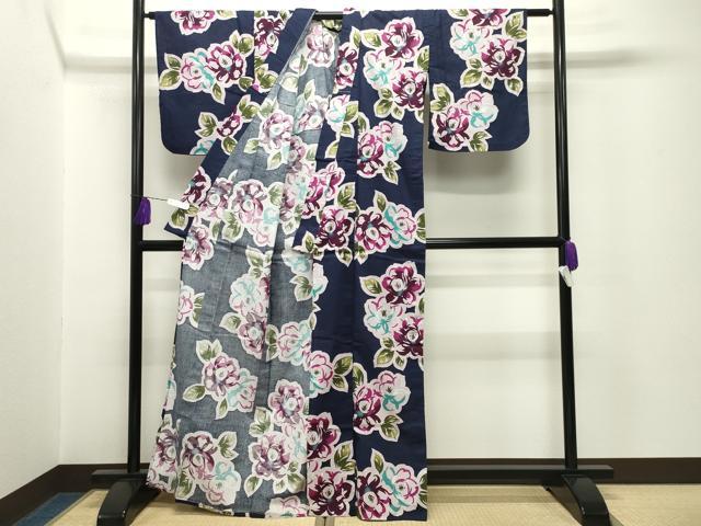 平和屋着物∴夏物 綿紅梅 浴衣 草花文 綿 逸品 CABG4019gh