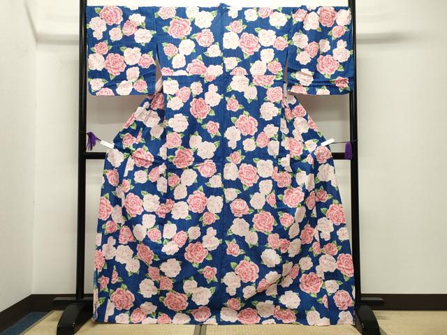 平和屋着物∴夏物 浴衣 薔薇 ロング丈 綿 逸品 CABG4028gh