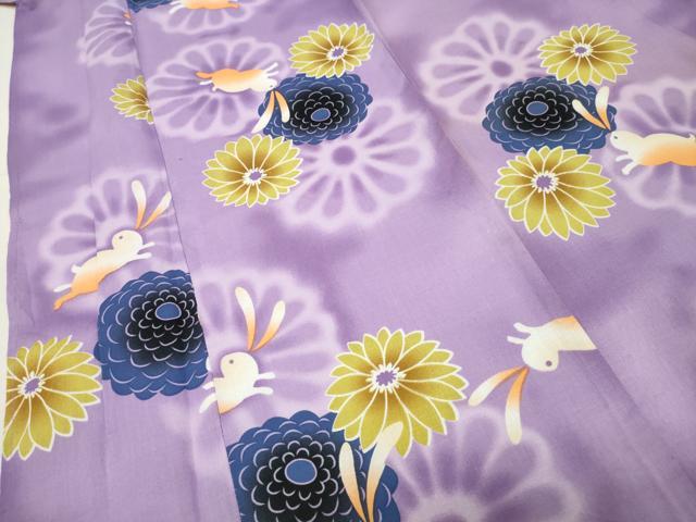 平和屋着物∴夏物 浴衣 跳兎花文 綿 逸品 CABG4029gh