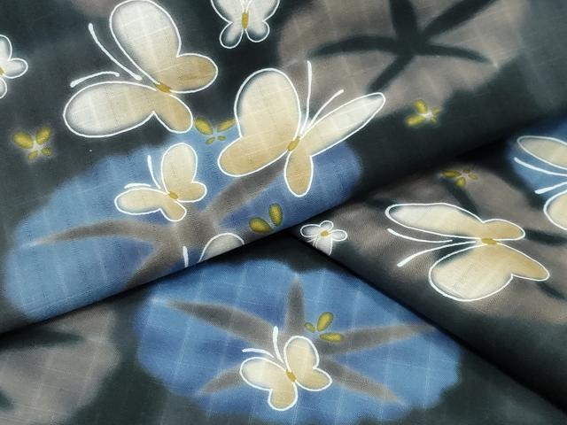 平和屋着物∴夏物 浴衣 朝顔 舞蝶文 綿 逸品 CABG4032gh