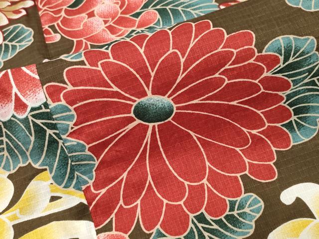 平和屋着物∴夏物 綿紅梅 浴衣 菊花文 綿 逸品 CABG4044gh