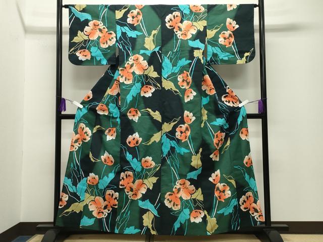 平和屋着物∴夏物 世界的ファッションデザイナー 山本寛斎 kansaiブランド 浴衣 草花文 綿 逸品 CABG4070gh