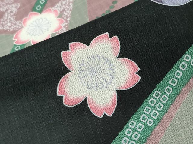 平和屋着物∴夏物 綿紅梅 浴衣 舞桜文 黒地 綿 逸品 CABG4073gh