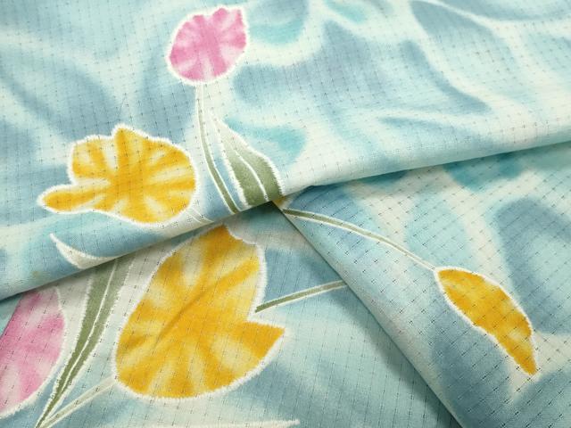 平和屋着物∴夏物 浴衣 チューリップ 綿 逸品 CABG4074gh