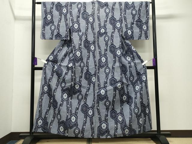 平和屋着物∴夏物 浴衣 亀甲花文 綿 逸品 CABG4083gh