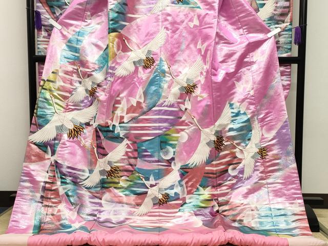 平和屋本店●色打掛 お引きずり 和装 婚礼 結婚式 花嫁 神社挙式 刺繍 飛鶴舞蝶文 暈し染め 銀彩 逸品 CABG4097gh