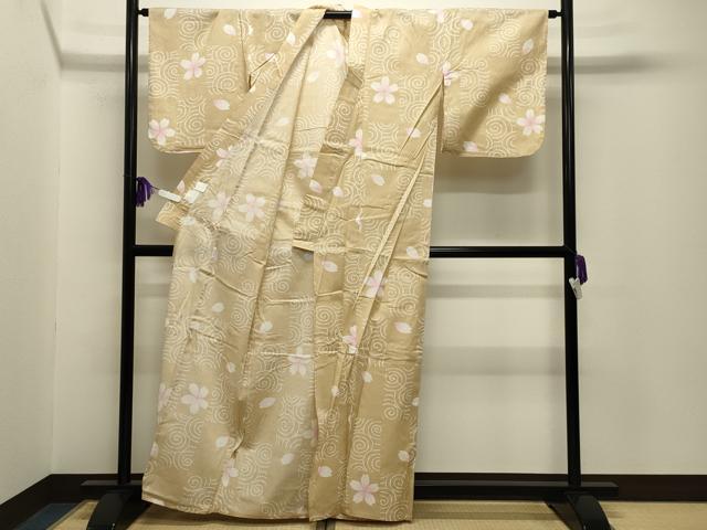平和屋着物∴夏物 綿紅梅 浴衣 舞桜文 綿 逸品 CABG4101gh