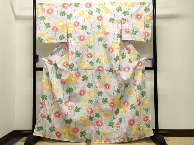 平和屋着物∴夏物 綿紅梅 浴衣 朝顔 綿 逸品 CABG4104gh