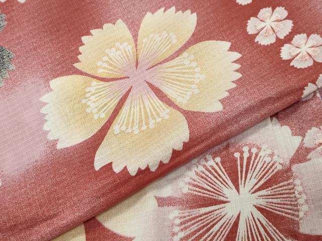 平和屋着物∴夏物 綿紅梅 浴衣 舞桜文 綿 逸品 CABG4105gh