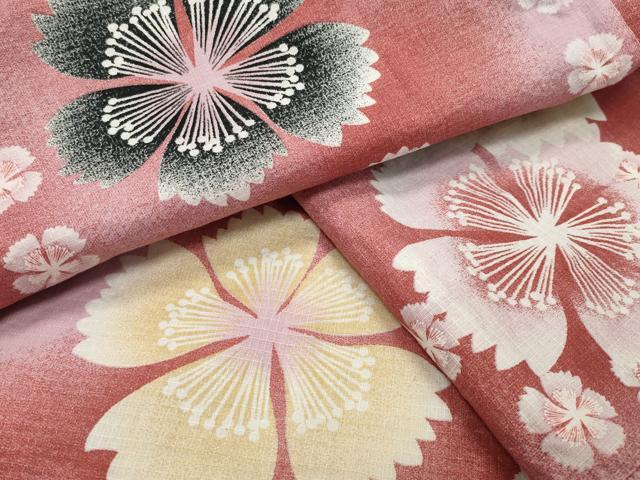 平和屋着物∴夏物 綿紅梅 浴衣 舞桜文 綿 逸品 CABG4105gh