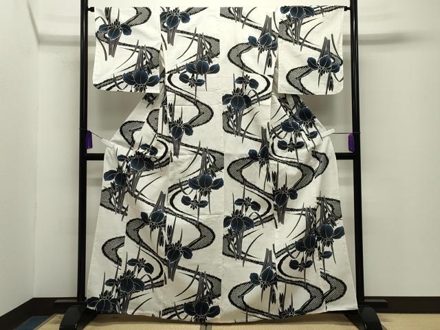 平和屋着物∴夏物 綿紅梅 浴衣 杜若 綿 逸品 CABG4108gh